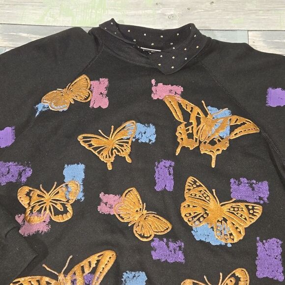 Vintage 90s Marcy'n ME EZL Butterfly Collared Sweater One size fits all - Picture 2 of 5